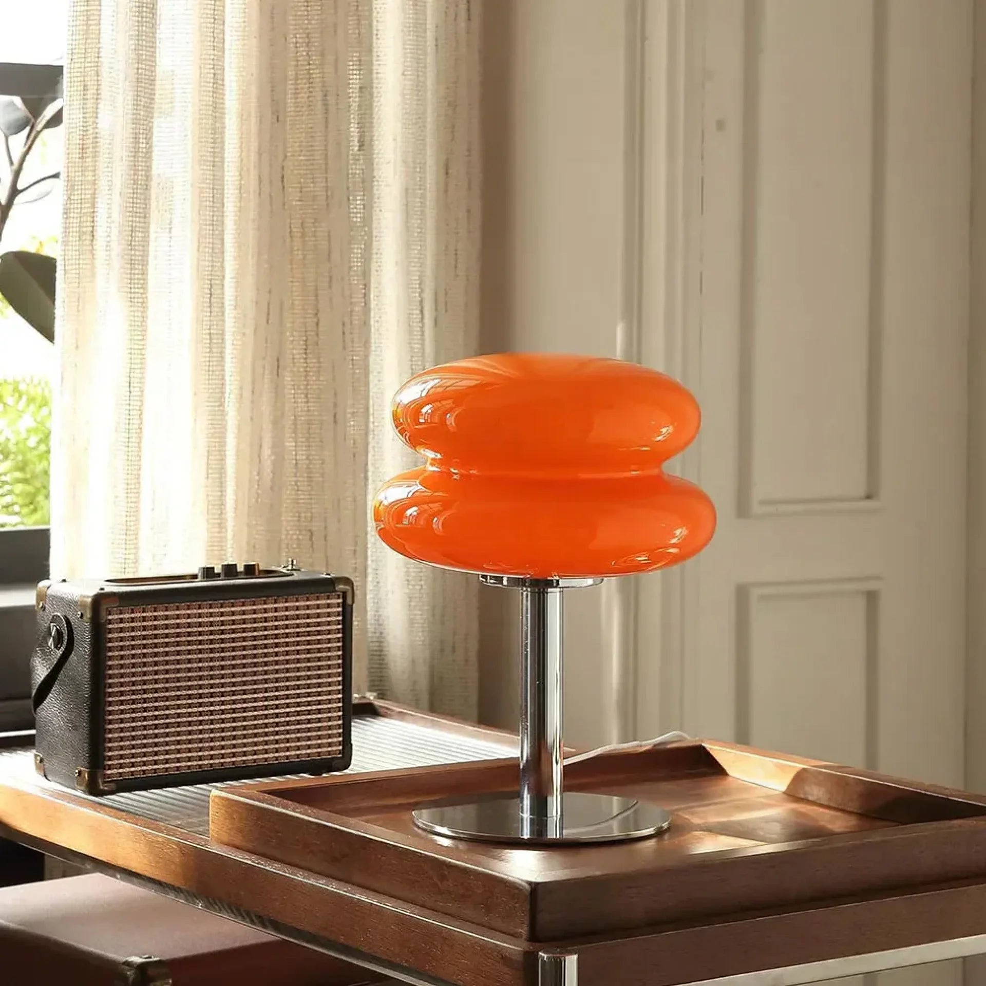 Retro Tischlampe Glas, Wolkenform, Modernes Design, G9