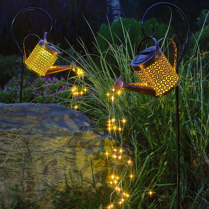 Solar Gießkanne Leuchte LED, Garten Deko Sternenregen