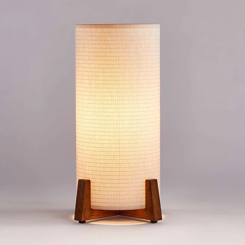 Massivholz Tischlampe Stoffschirm, Japanische Tatami Nachttischlampe