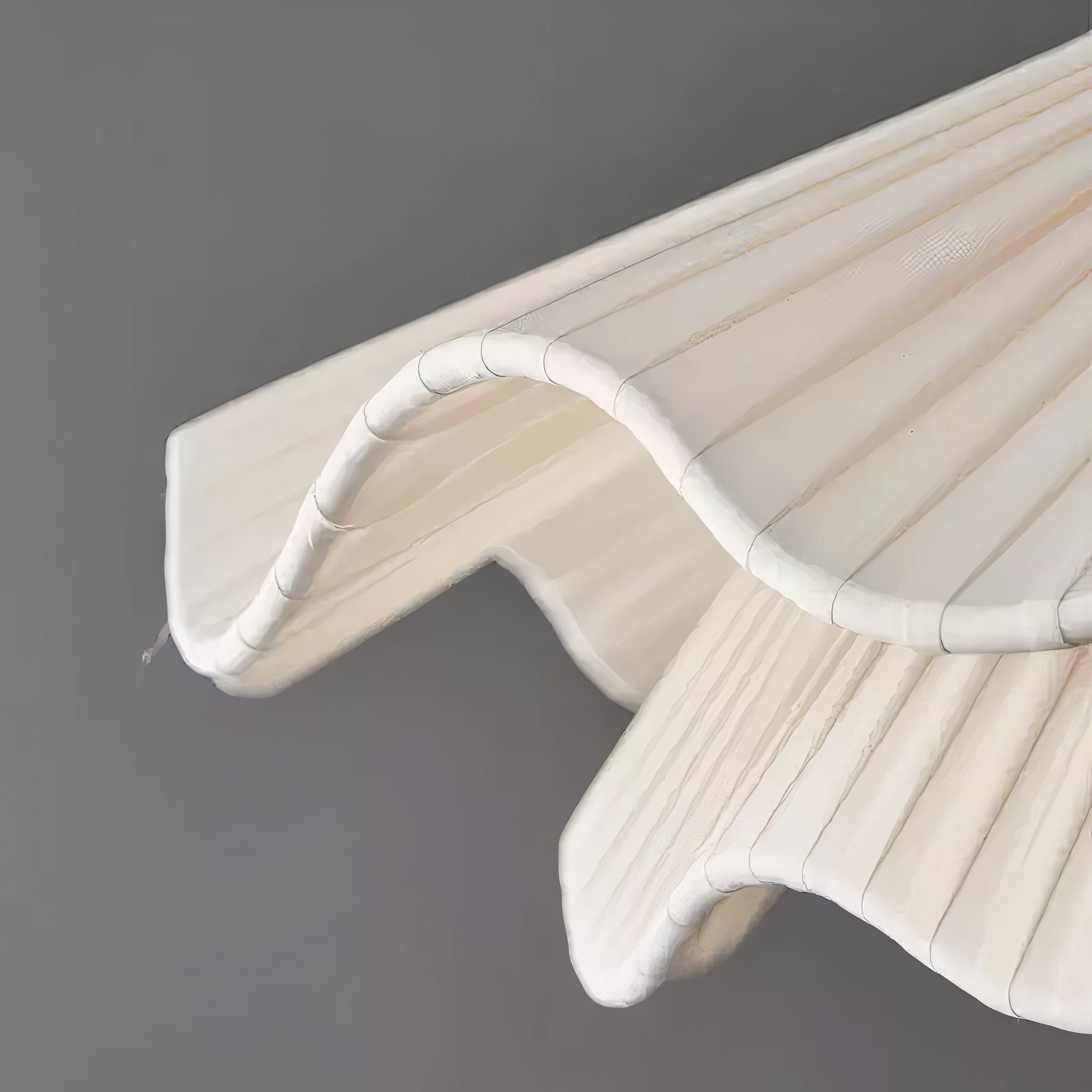 Hängelampe Stoff Weiß Rund, Wellenform Pendelleuchte Ø50 cm LED