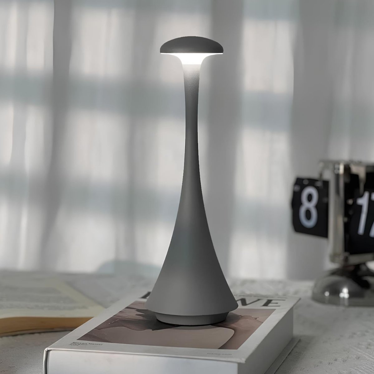 Kabellose LED Tischlampe mit Akku, Touch dimmbar, 3 Lichtfarben, Aluminium