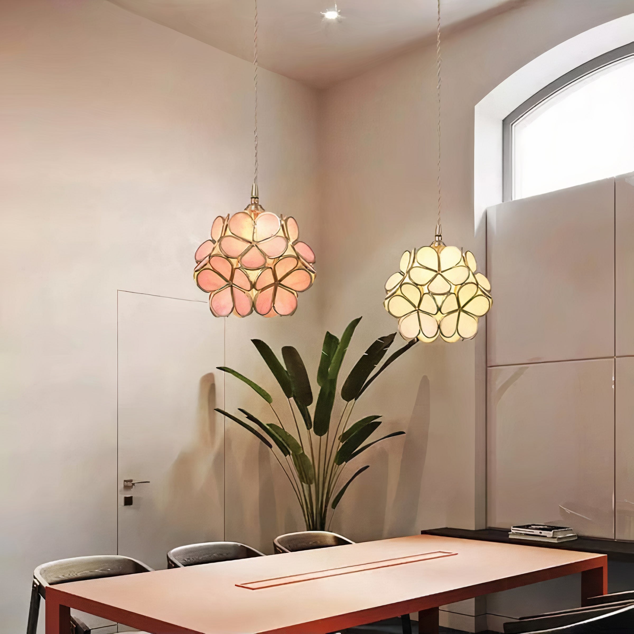 Vintage Glas Pendelleuchte Blüte Messing, Hängelampe E27 modern