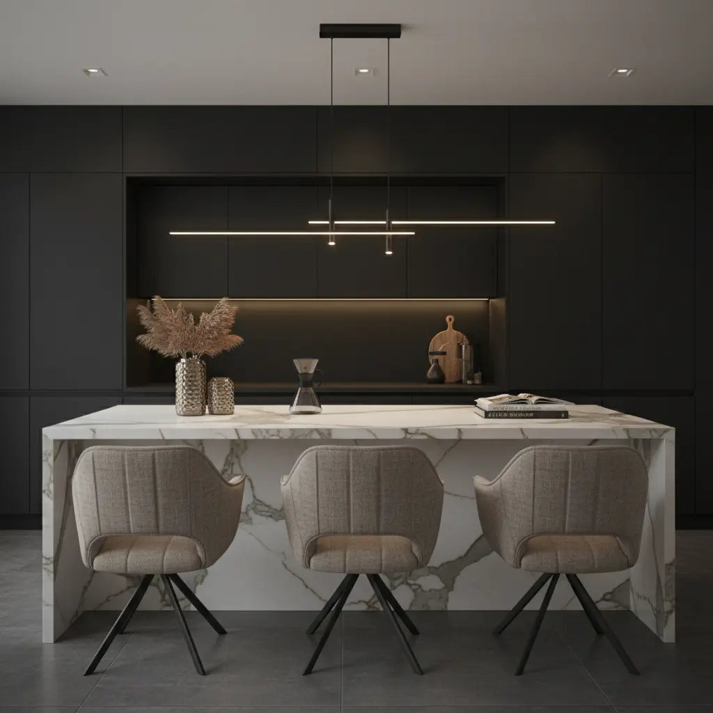 LED Hängelampe Esstisch Linear, Pendelleuchte Schwarz Gold Dimmbar 120/150 cm