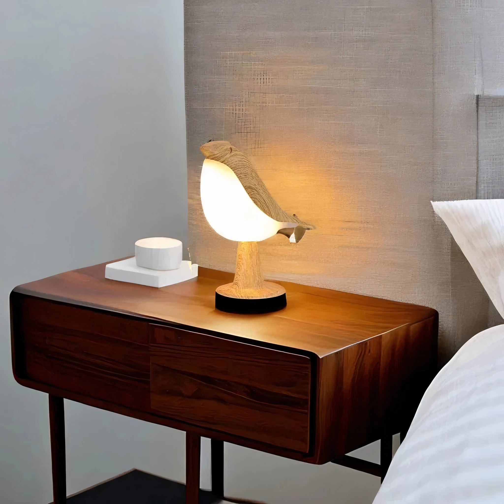 Nachttischlampe kabellos Touch, LED Tischlampe Vogel Design