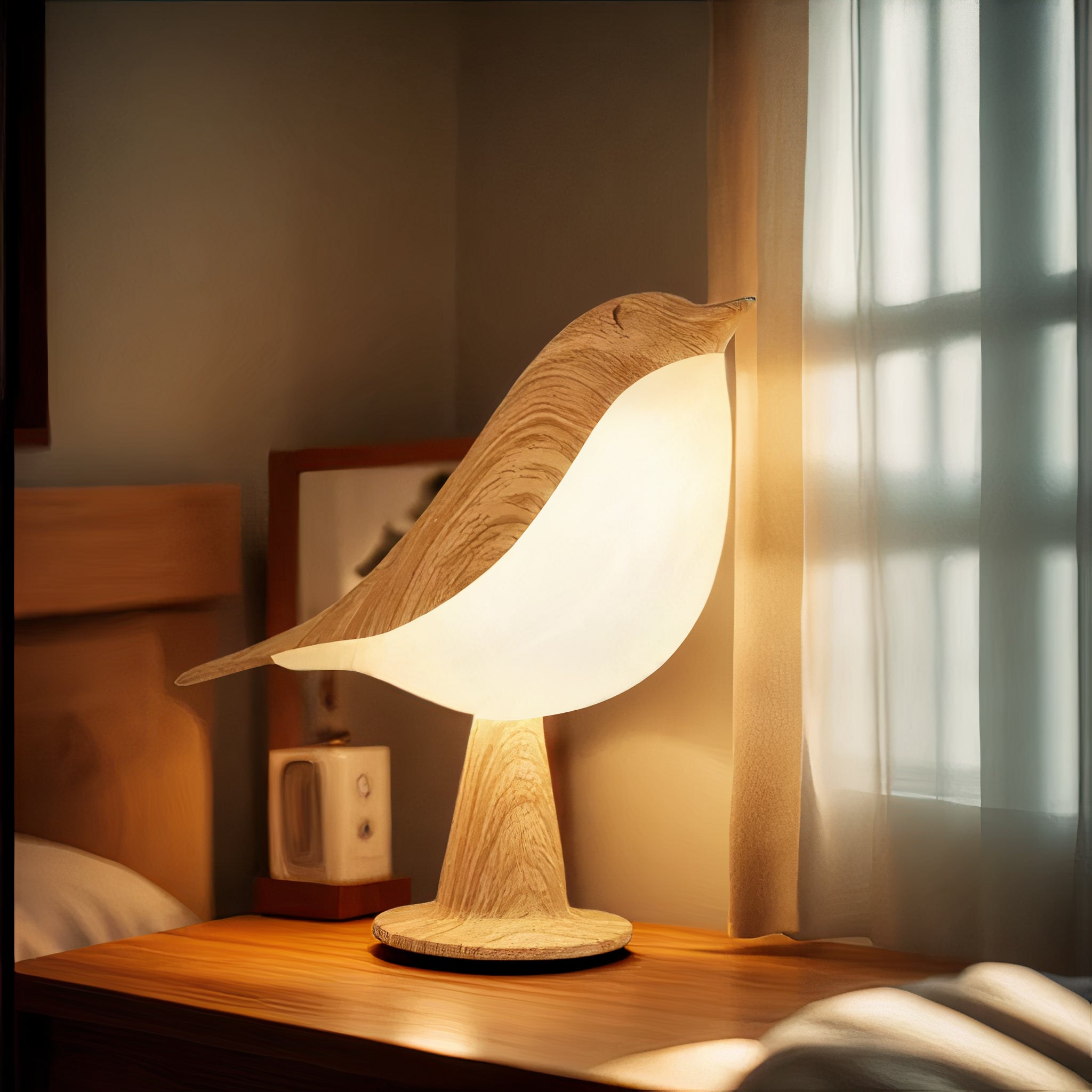 Nachttischlampe kabellos Touch, LED Tischlampe Vogel Design