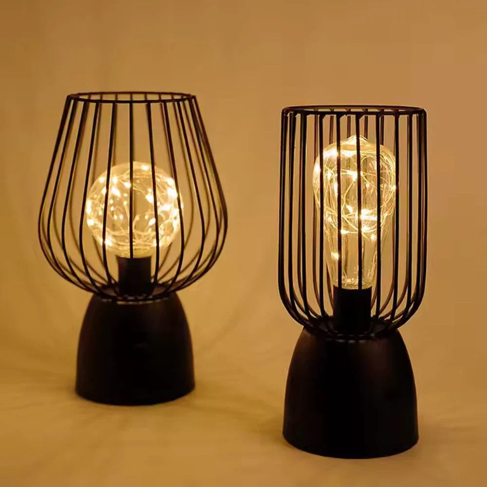 LED Laterne Metall, Batteriebetrieben, Warmweiß, Industrial Design