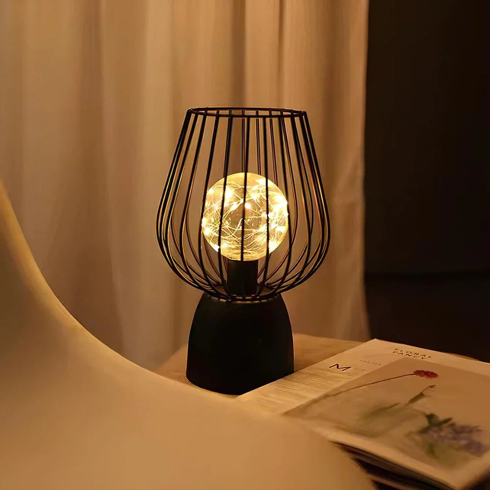 LED Laterne Metall, Batteriebetrieben, Warmweiß, Industrial Design