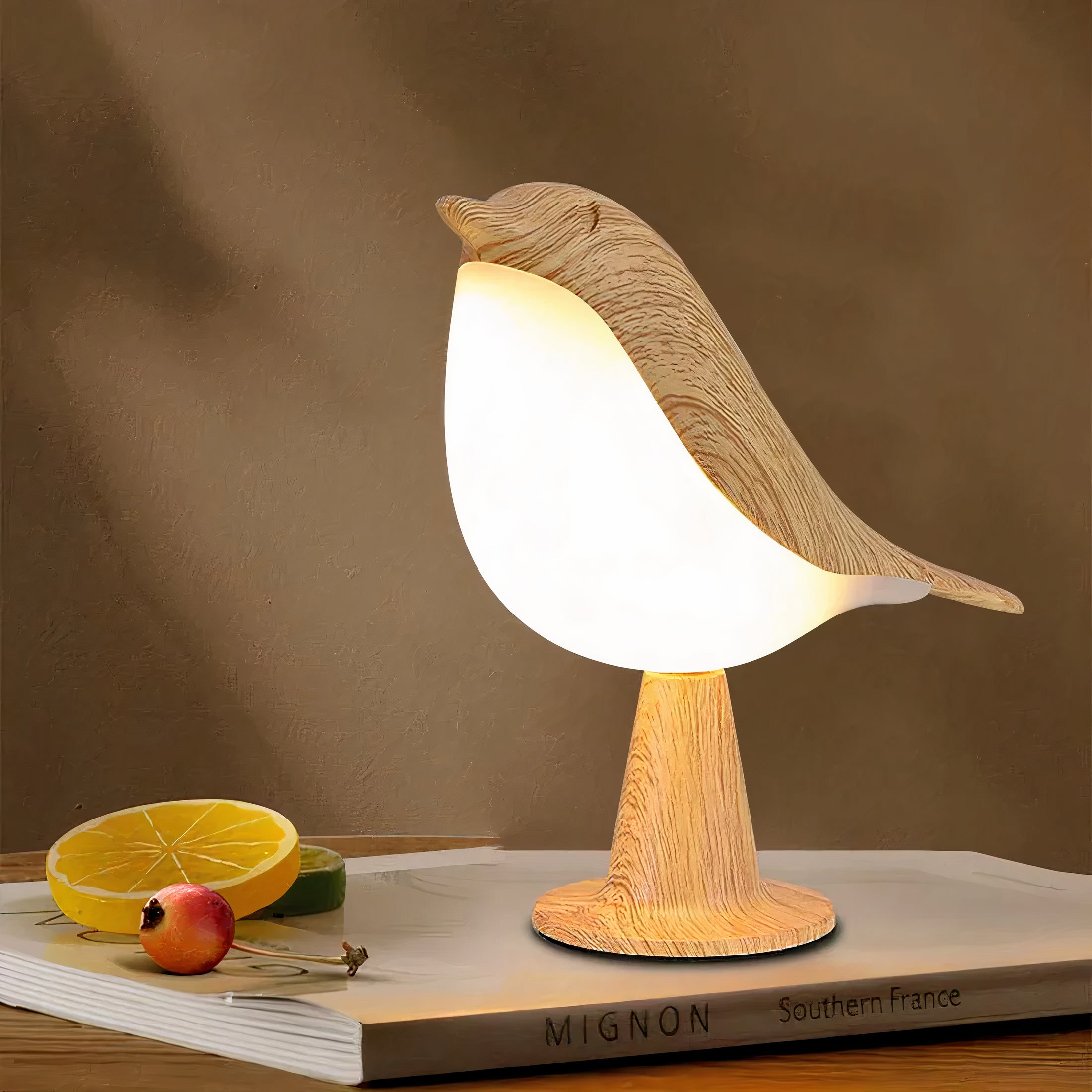 Nachttischlampe kabellos Touch, LED Tischlampe Vogel Design