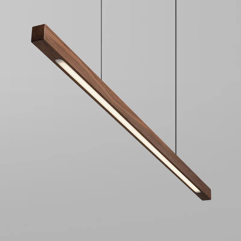 LED Hängelampe Esstisch Holzoptik, Lineare Pendelleuchte Dimmbar 120/150/180 cm