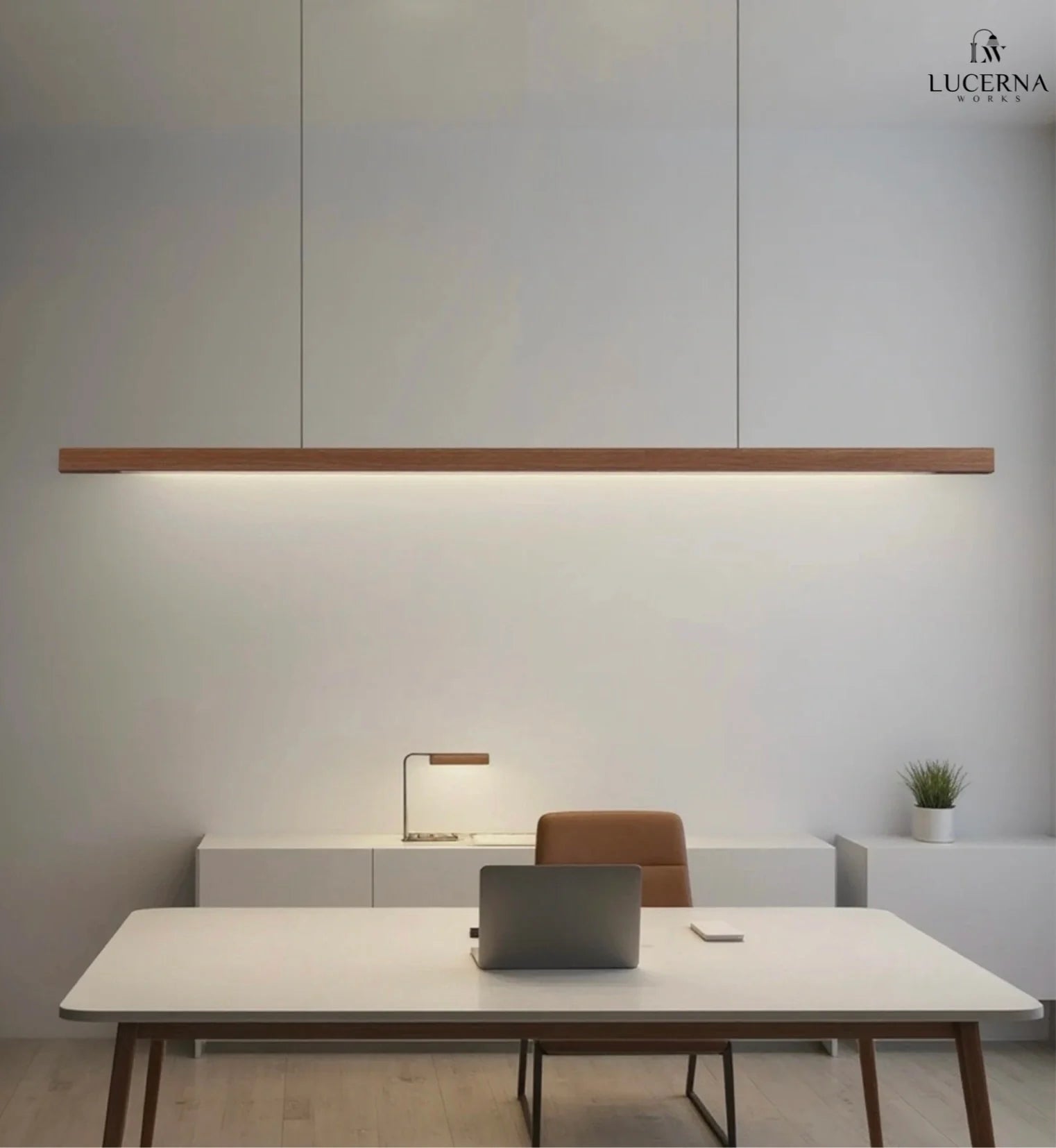 LED Hängelampe Esstisch Holzoptik, Lineare Pendelleuchte Dimmbar 120/150/180 cm