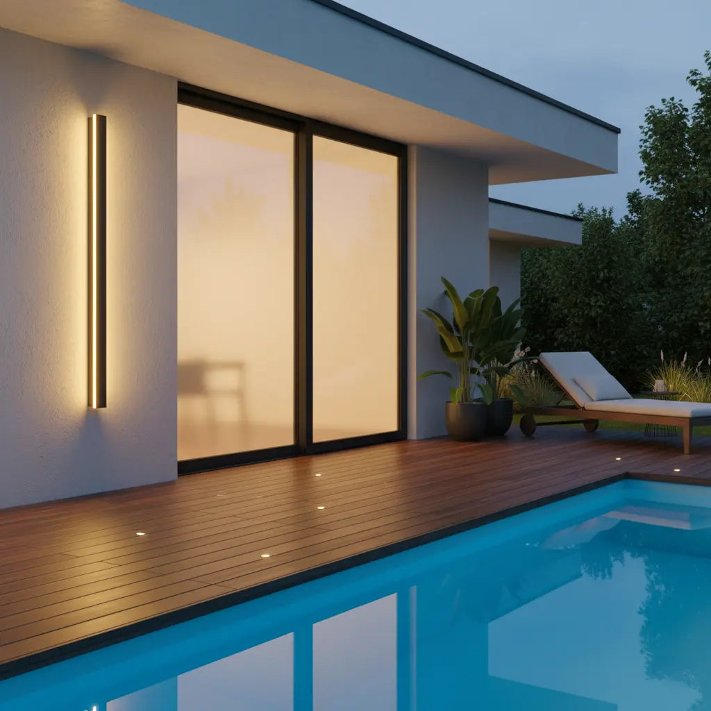 LED Außenwandleuchte Linear Schwarz IP65, Lange Wandlampe 120–200 cm Dimmbar