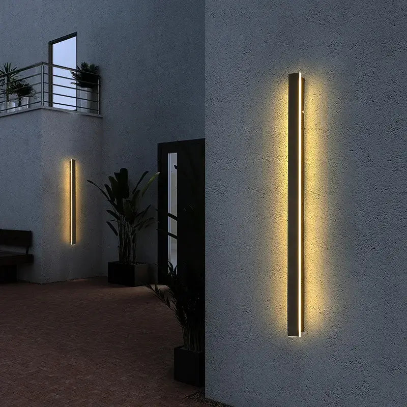 LED Außenwandleuchte Linear Schwarz IP65, Lange Wandlampe 120–200 cm Dimmbar