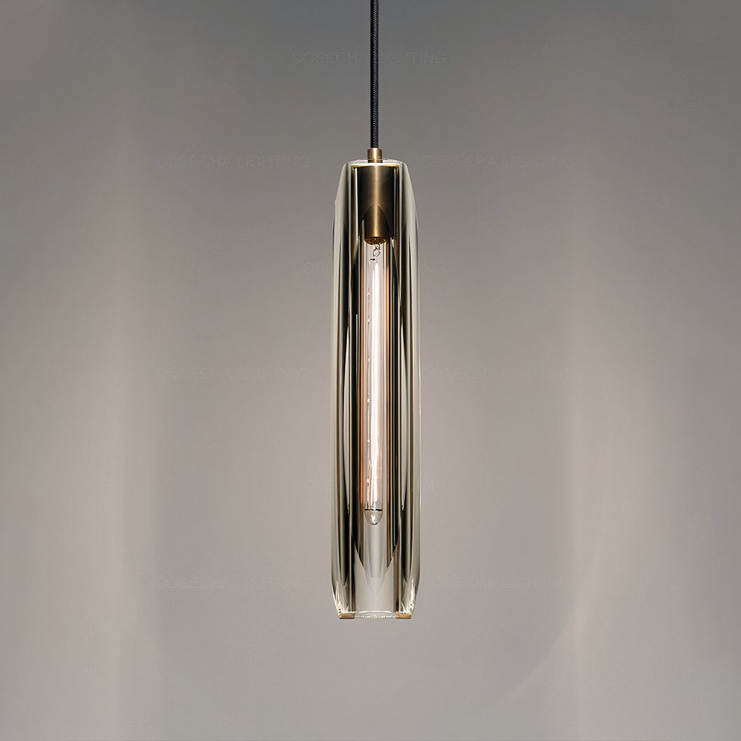 Pendelleuchte Glas Kupfer – Röhrenform, Modernes Design, E14