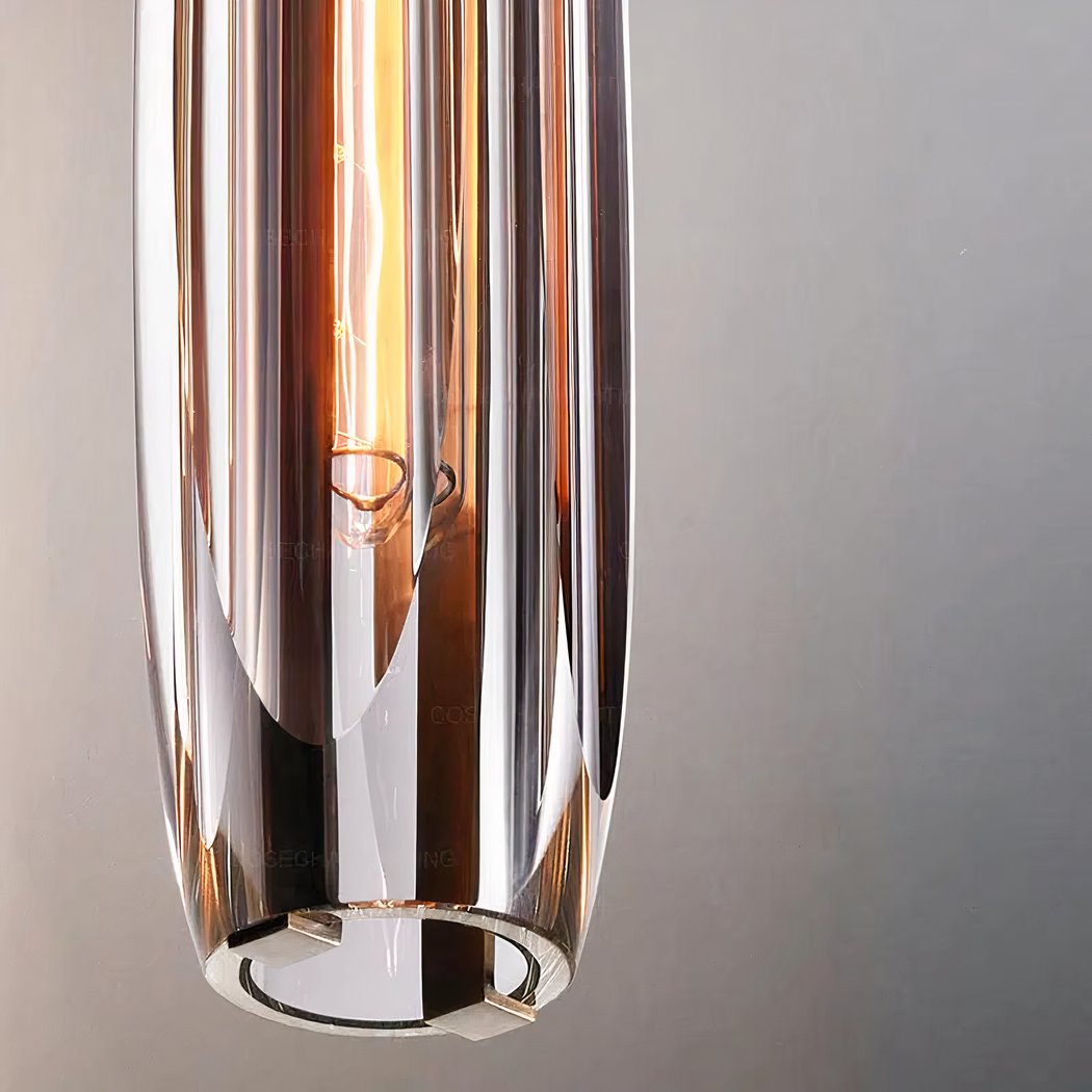 Pendelleuchte Glas Kupfer – Röhrenform, Modernes Design, E14