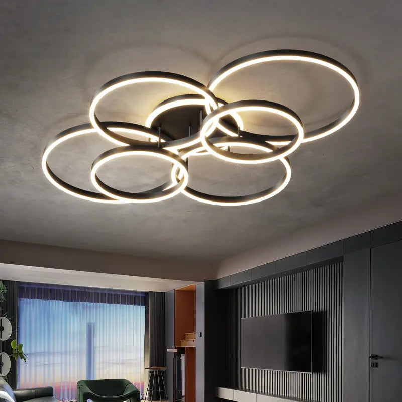 LED Deckenleuchte Mehrflammig Schwarz Gold, Moderne Deckenlampe Dimmbar