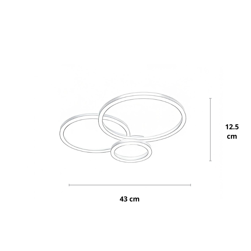 LED Deckenleuchte Ringe Schwarz, Moderne Deckenlampe 2/3-Flammig Dimmbar