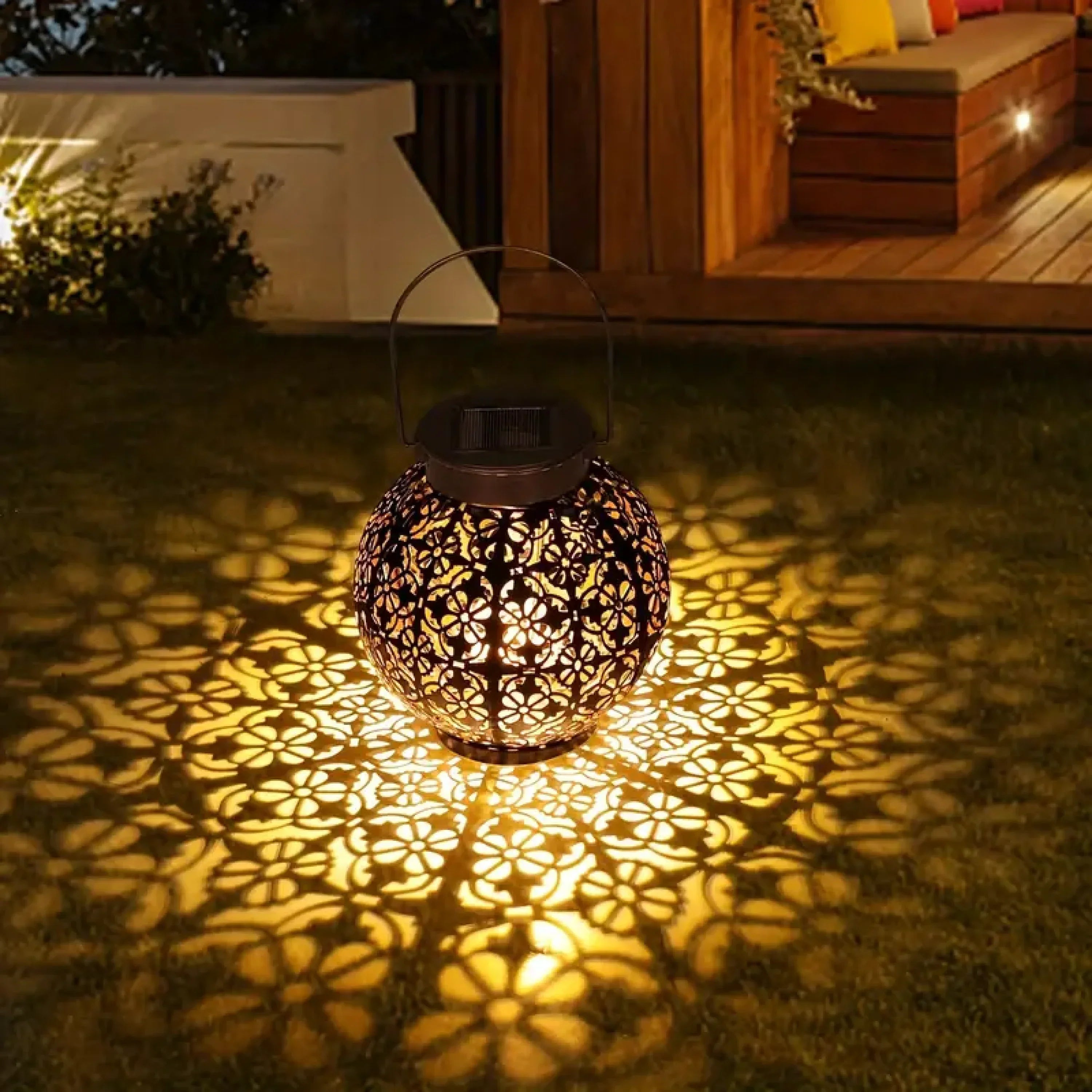 Solar Laterne rund, LED Außenlaterne Garten