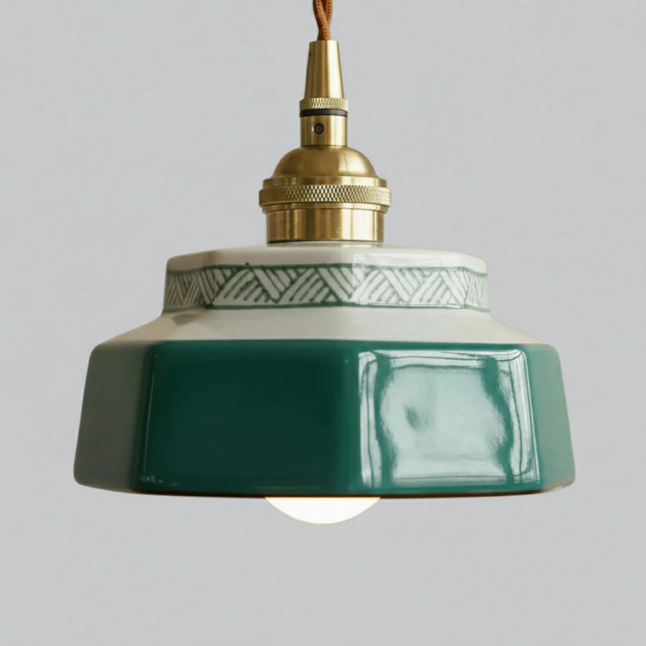 Pendelleuchte Keramik handbemalt – Skandinavisches Design, E27 LED