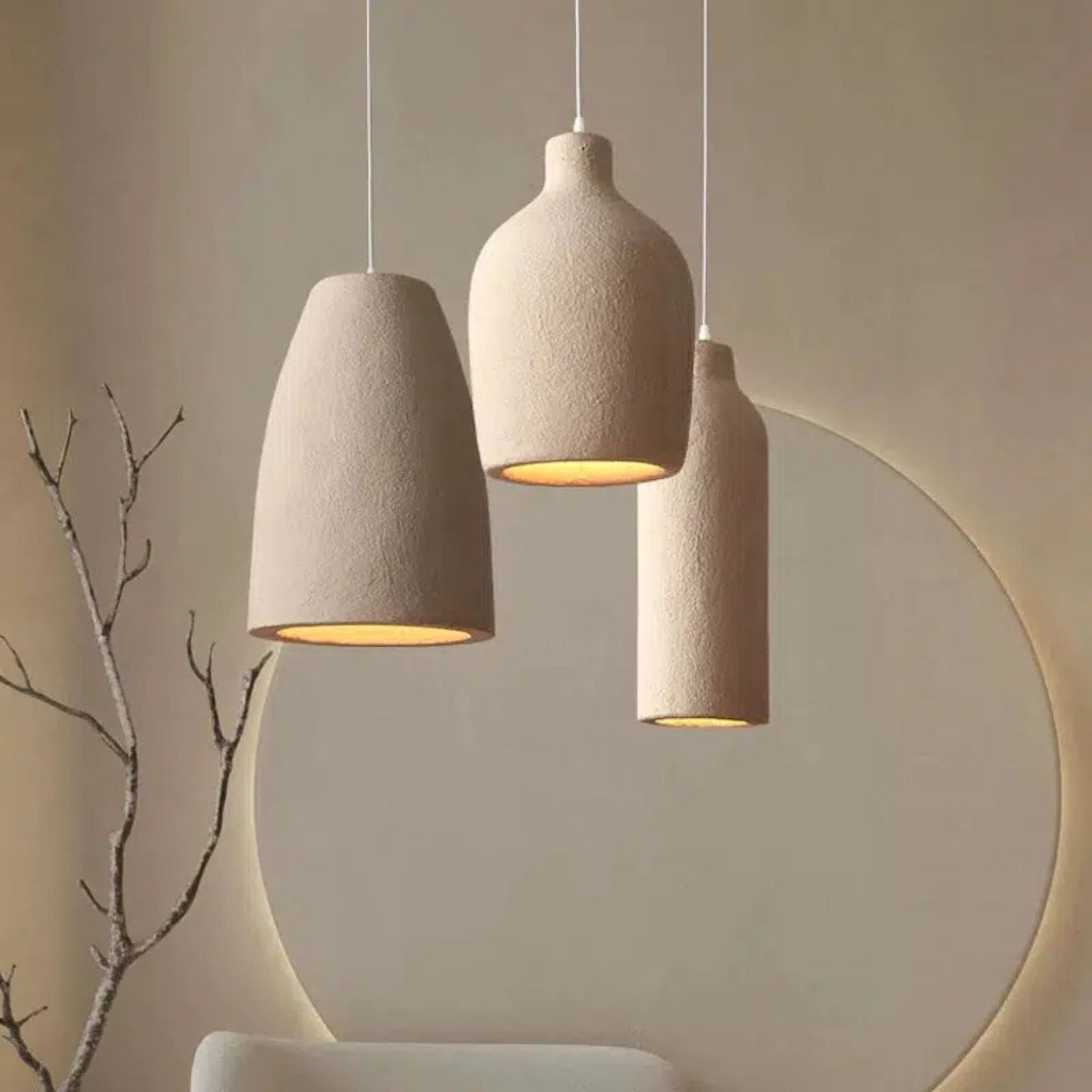 Moderne Hängelampe Kegel Sand, Skandinavische Design Pendelleuchte Ø35 cm