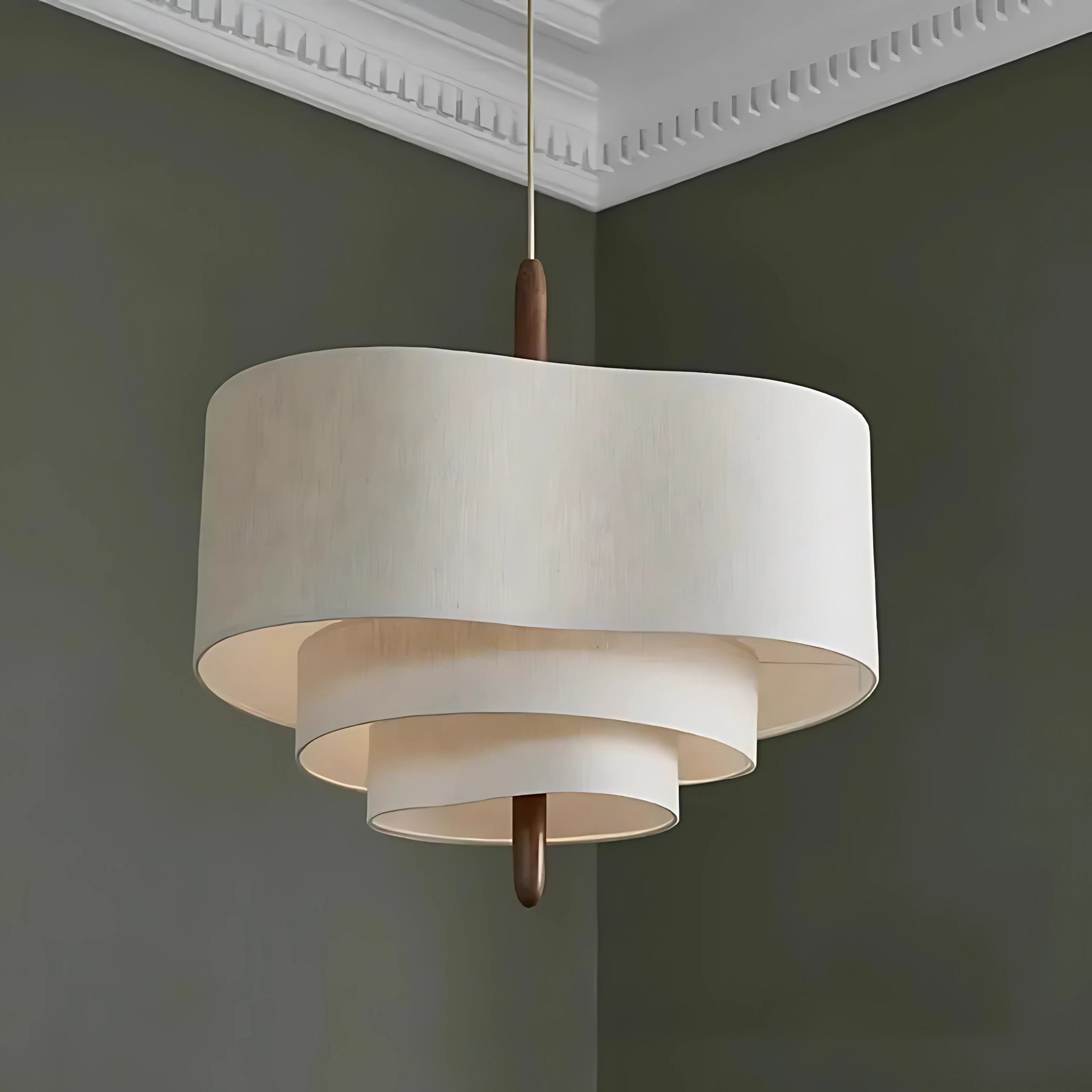 Stoff Pendelleuchte rund beige, Hängeleuchte Stoff modern