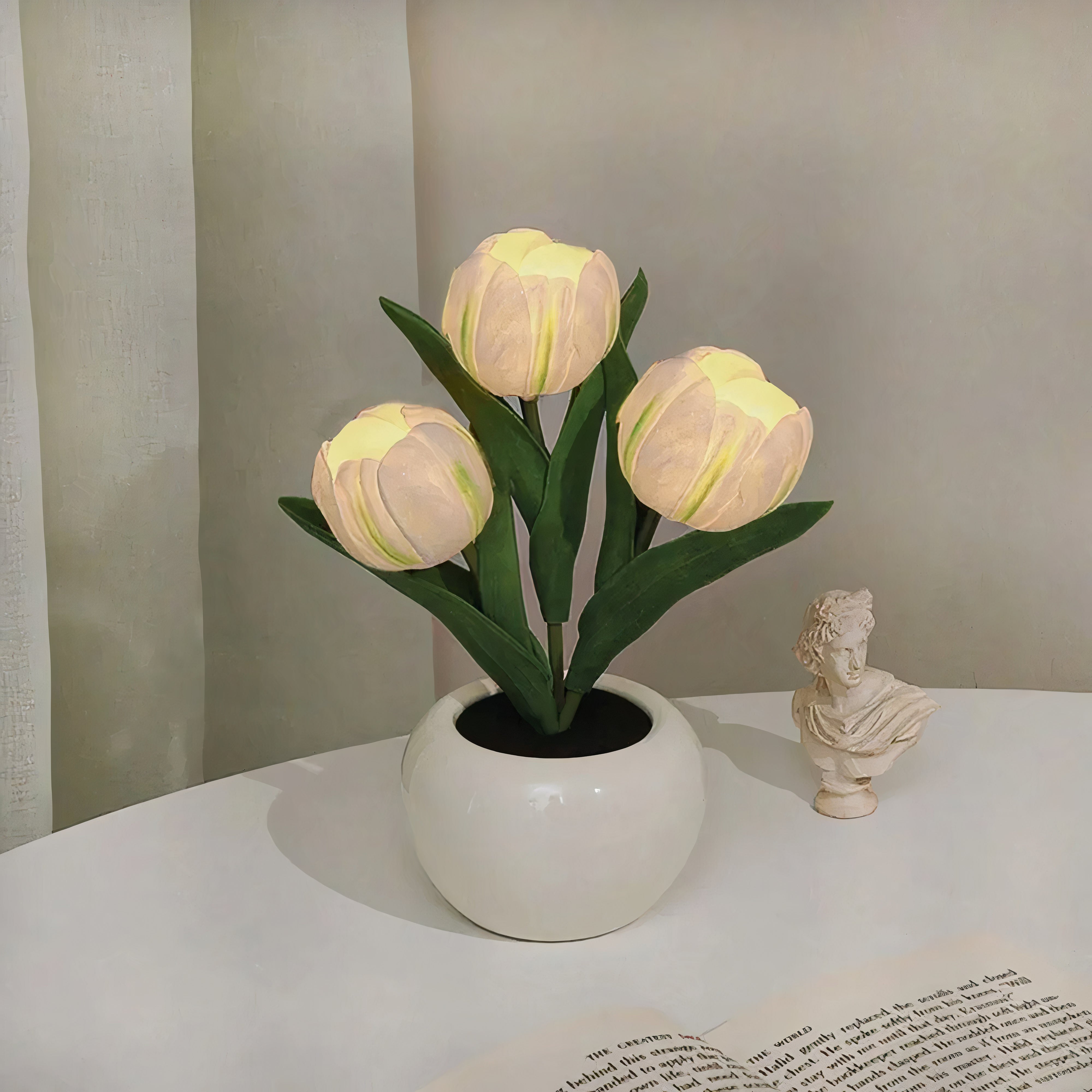 Tulpen Nachtlicht LED, Blumen Tischlampe kabellos