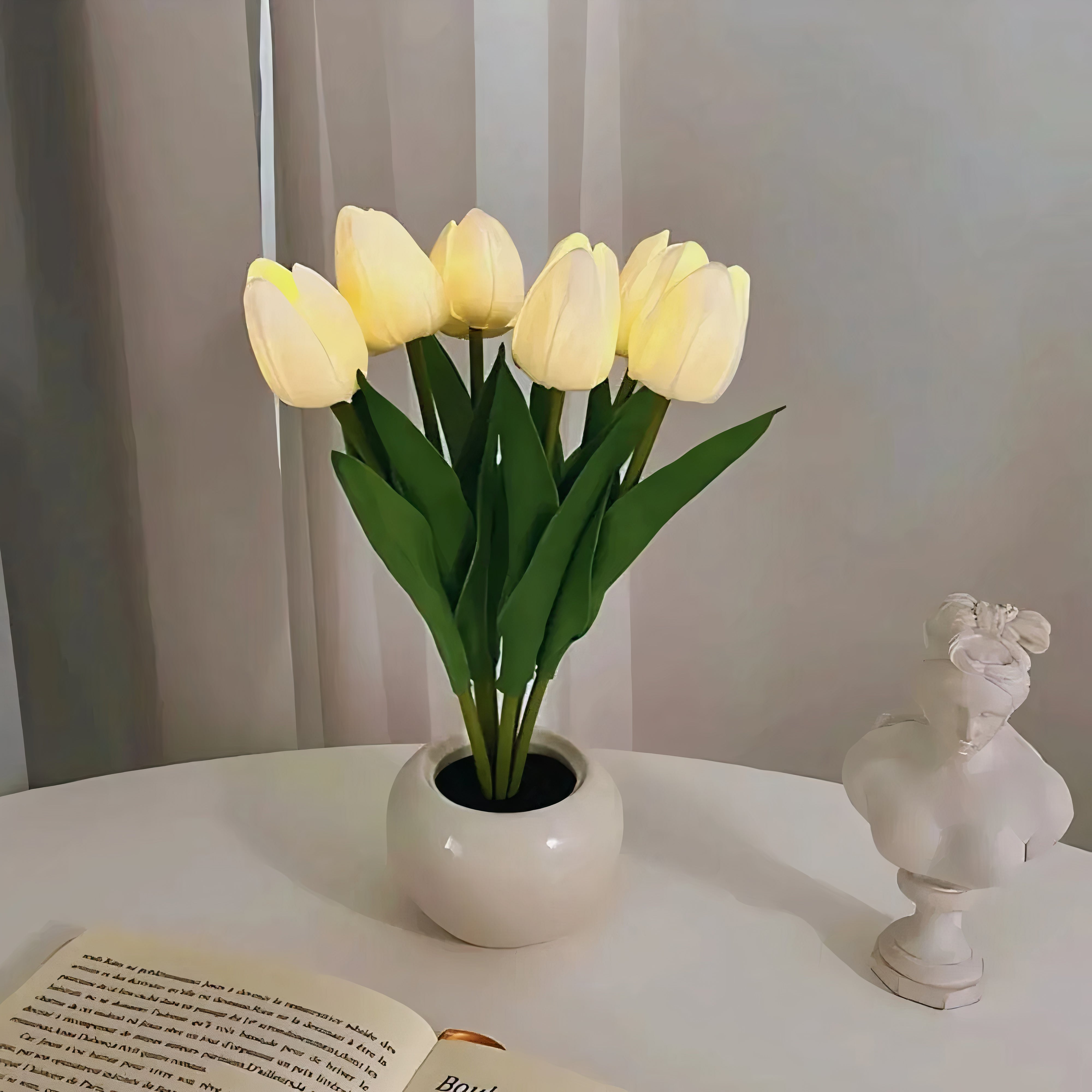 Tulpen Nachtlicht LED, Blumen Tischlampe kabellos