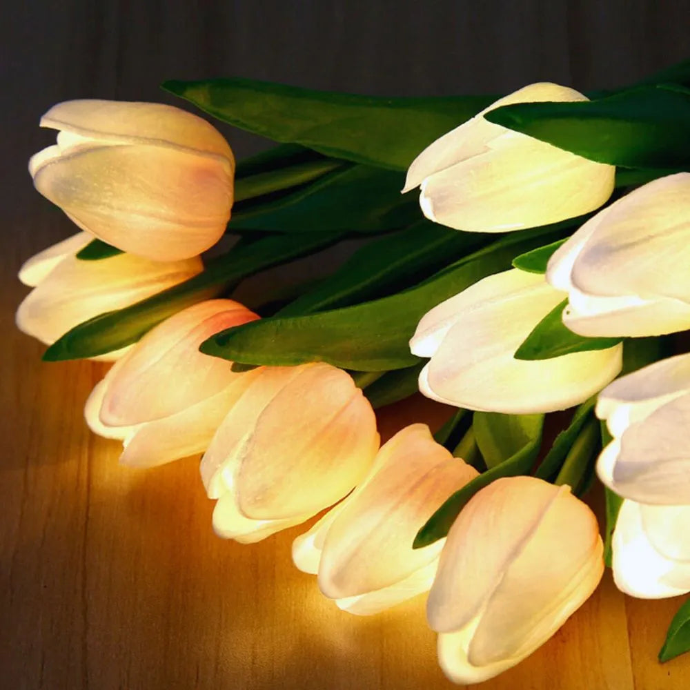 Tulpen Nachtlicht LED, Blumen Tischlampe kabellos