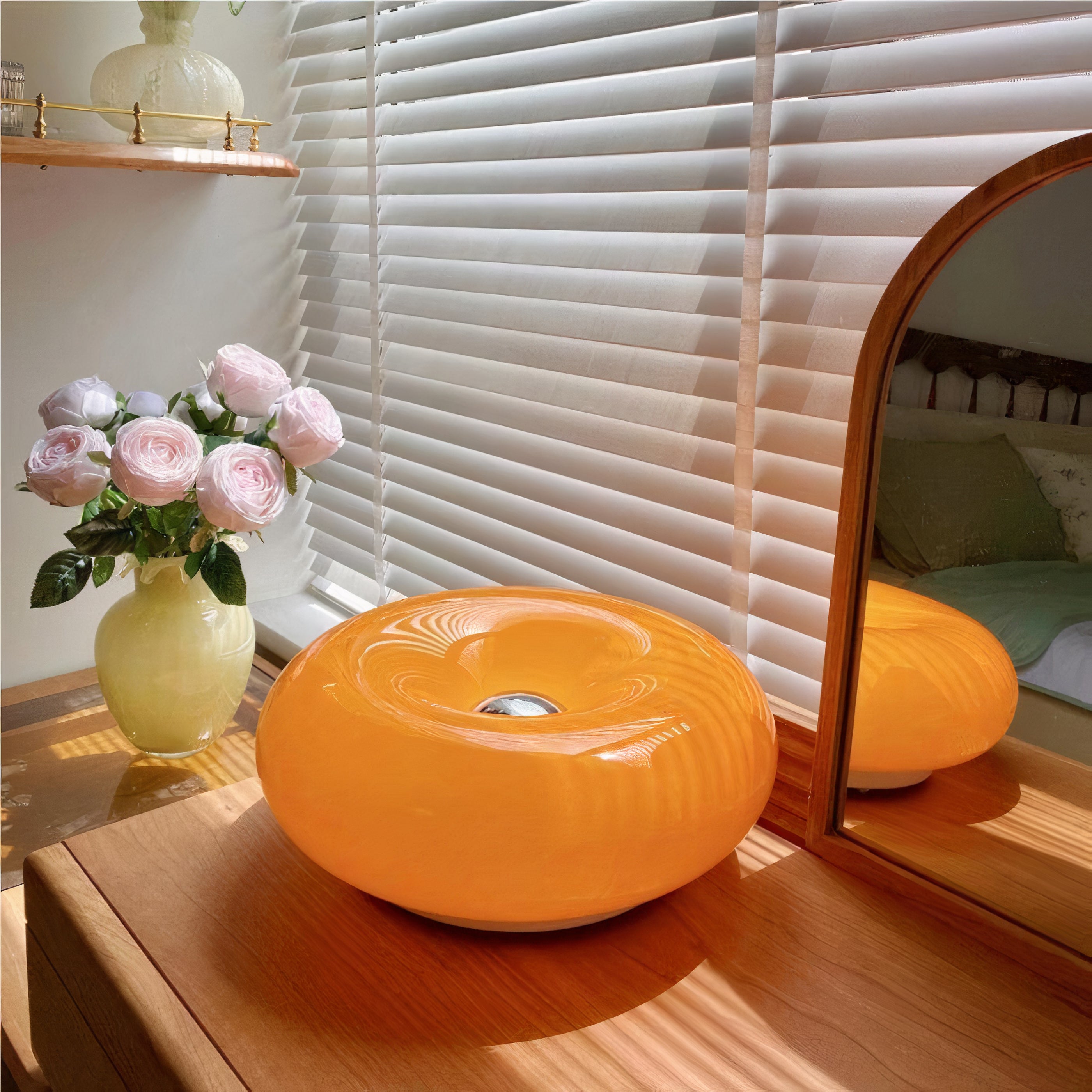 Bauhaus Tischlampe LED dimmbar, Glas Ring Tischleuchte