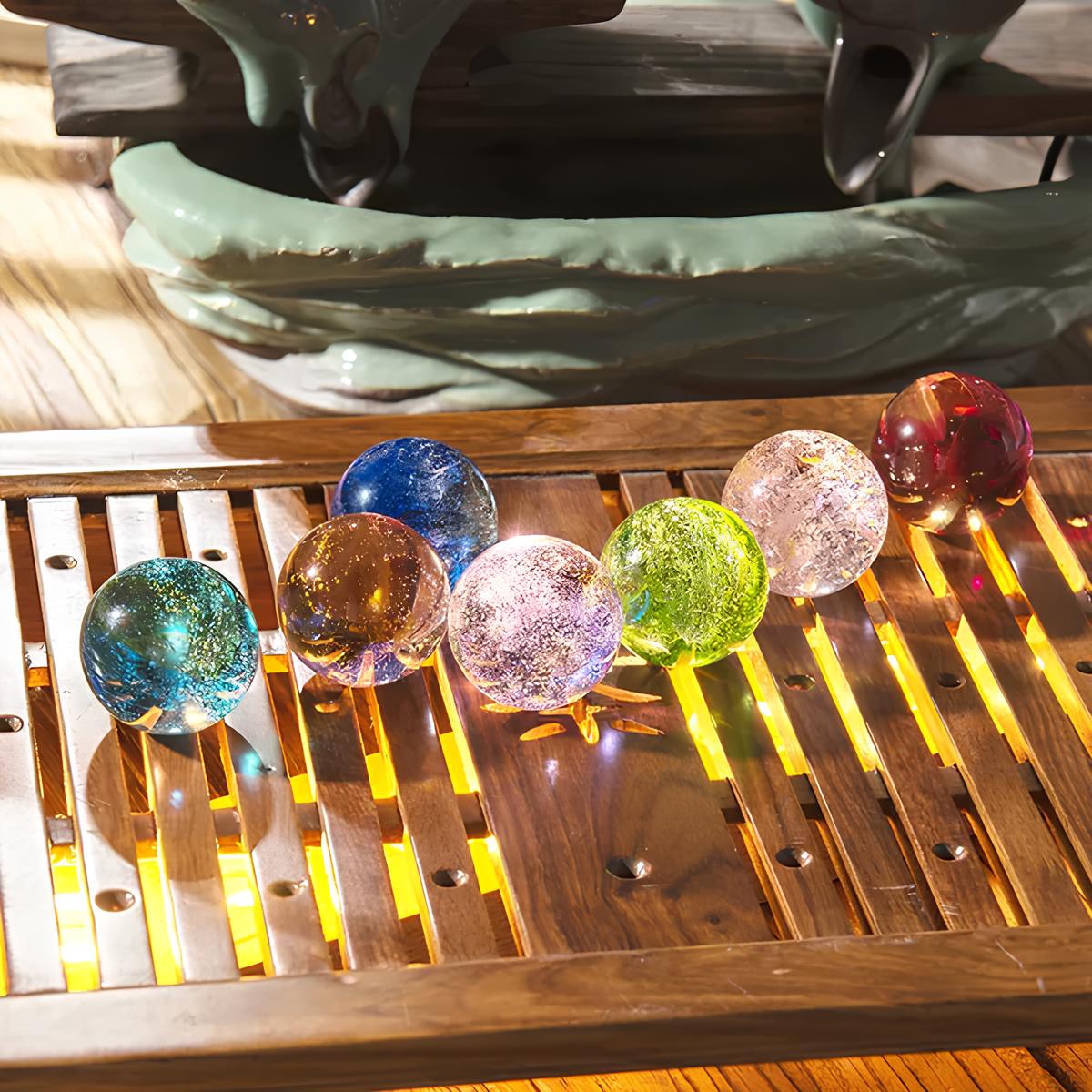 LED Galaxie Lampe Glaskugel, Deko Licht mit 7 Kugeln