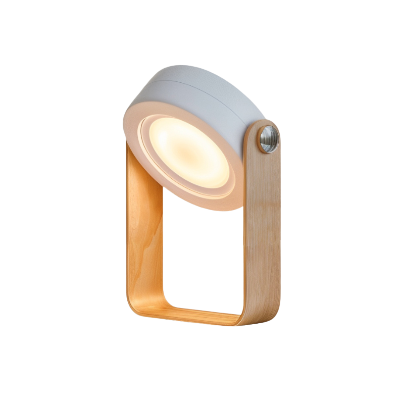 Kabellose LED Tischlampe dimmbar, Tischleuchte Holz Metall