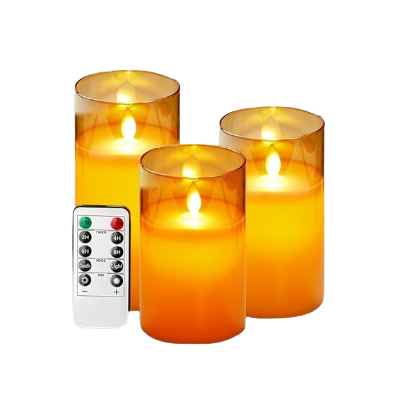 LED Kerzen Set, 3 Stück, mit Fernbedienung, Flammeneffekt
