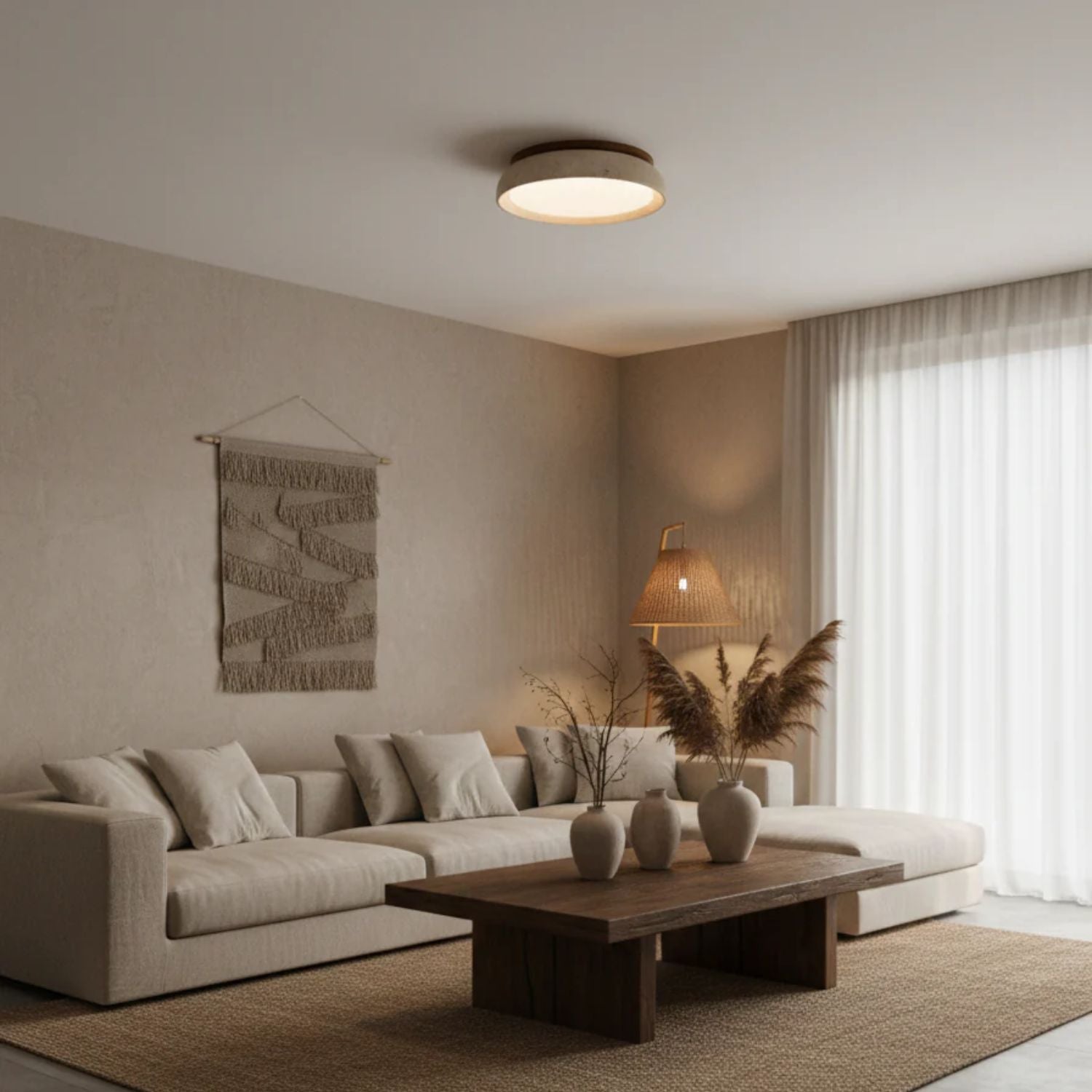 LED Deckenleuchte Travertin Holz, Moderne Deckenlampe