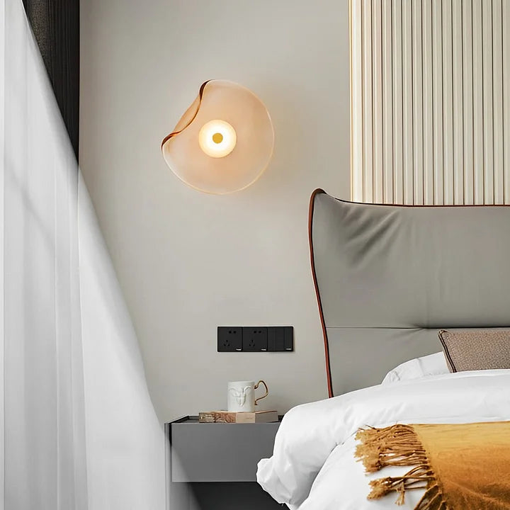 Glas Wandleuchte LED, Wandlampe blau grau amber