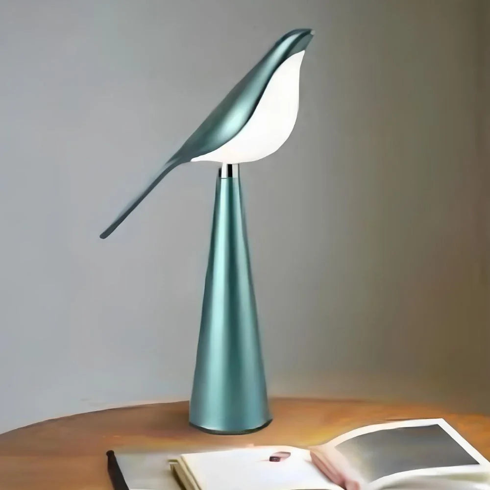 LED Tischlampe Vogel Design, Dimmbar, 3 Lichtfarben, USB