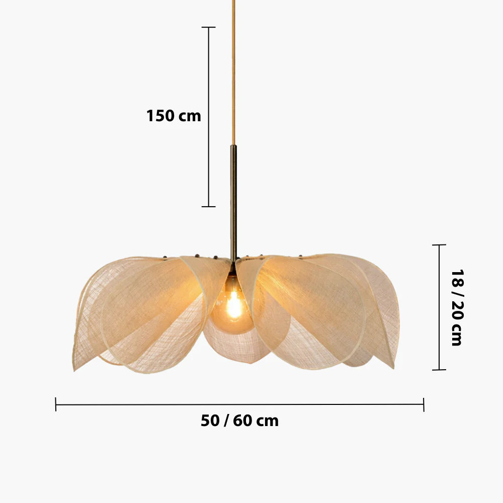 Stoff Pendelleuchte Blume, Hängeleuchte floral modern rund