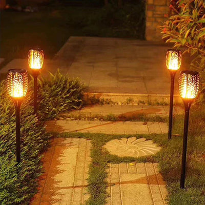 Solar Gartenfackeln LED, 4 Stück, mit Dämmerungssensor, IP65, Warmweiß