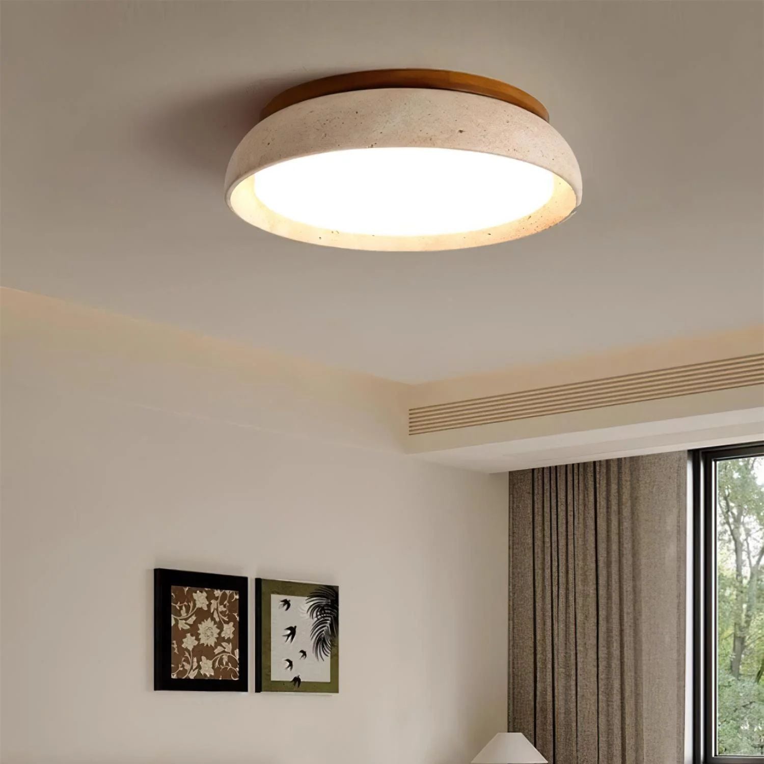 LED Deckenleuchte Travertin Holz, Moderne Deckenlampe
