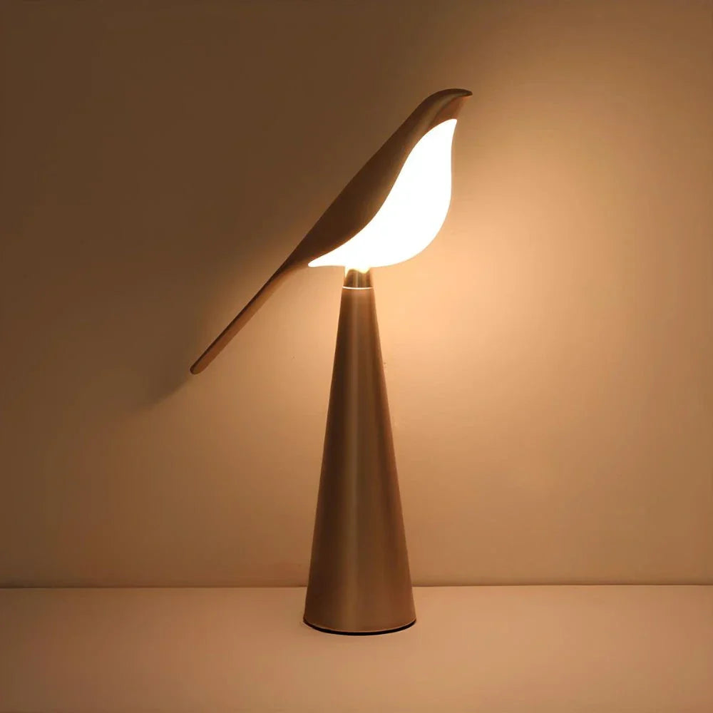 LED Tischlampe Vogel Design, Dimmbar, 3 Lichtfarben, USB