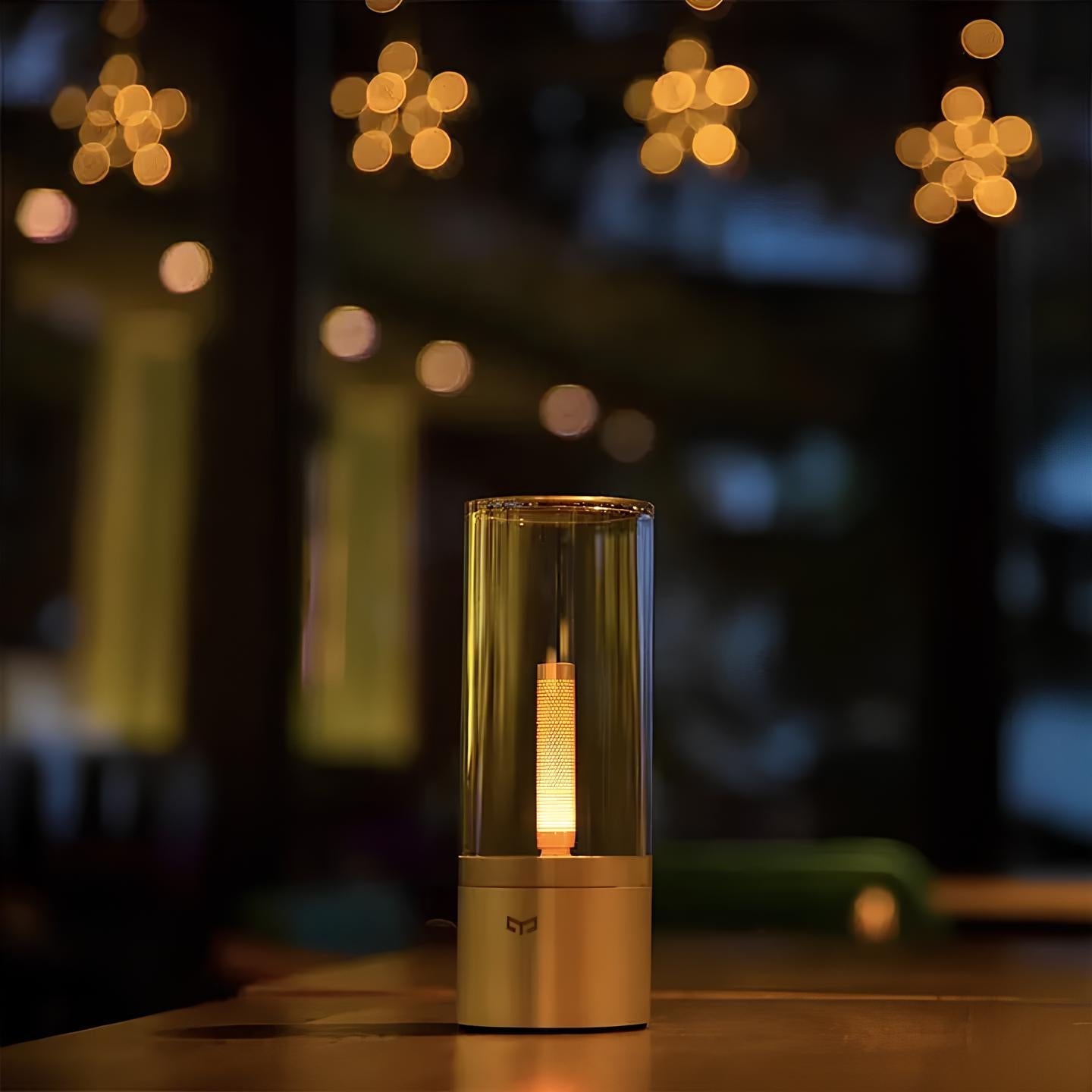 Kabellose LED Tischlampe dimmbar, Tischleuchte Glas mit Drehregler