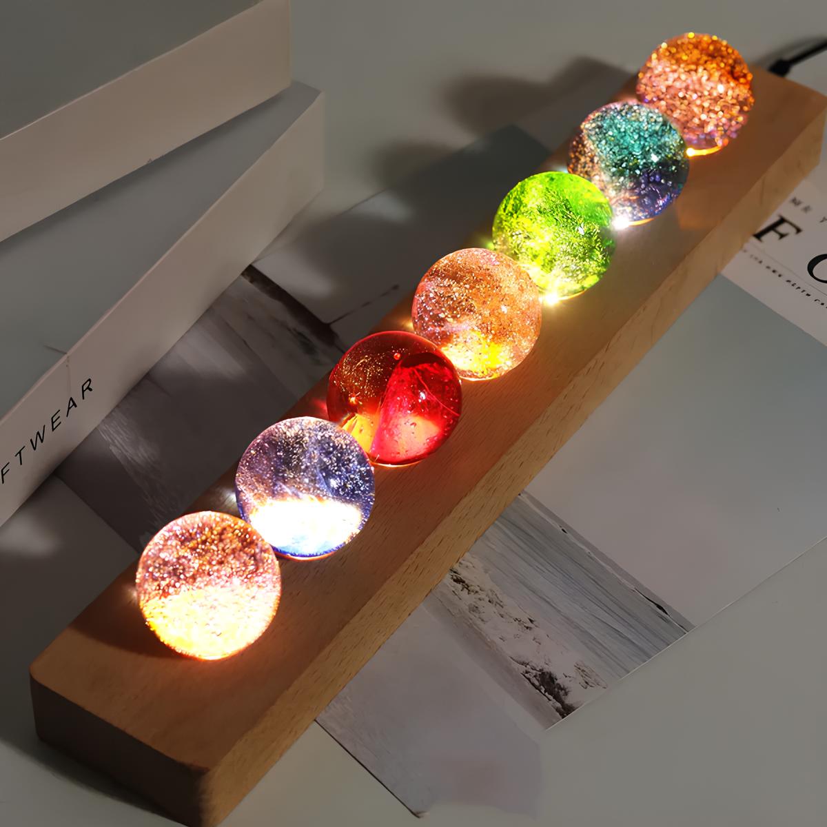 LED Galaxie Lampe Glaskugel, Deko Licht mit 7 Kugeln