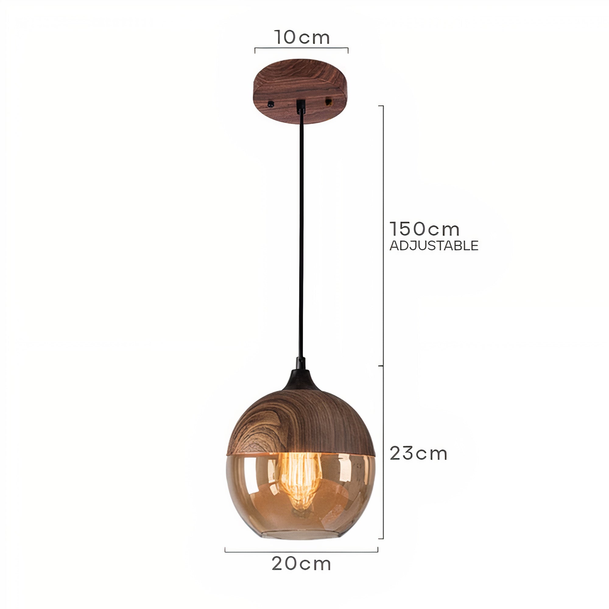 Holz Pendelleuchte Glas farbig, Moderne Hängelampe