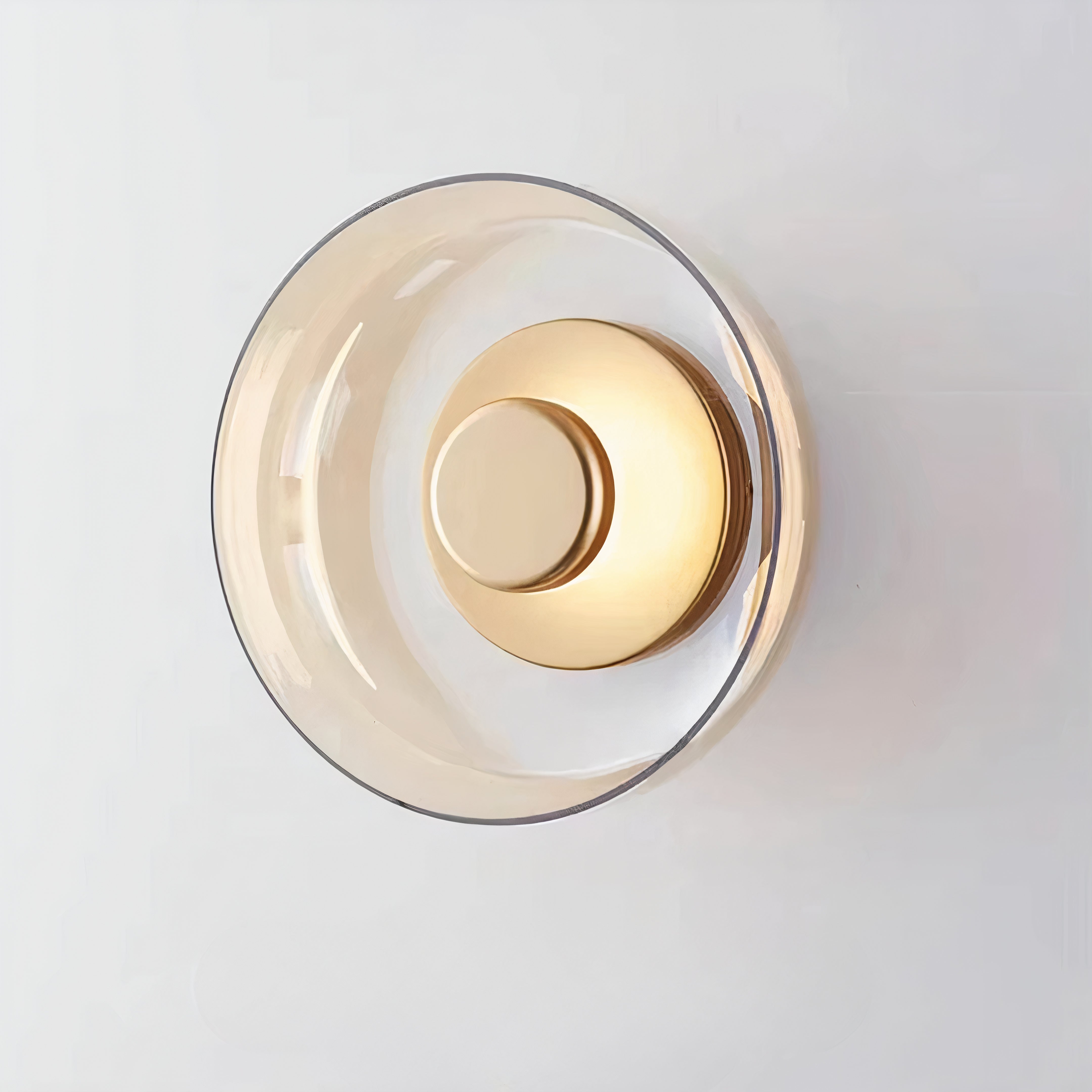 Glas Wandleuchte rund, LED Wandlampe Rauchglas gold