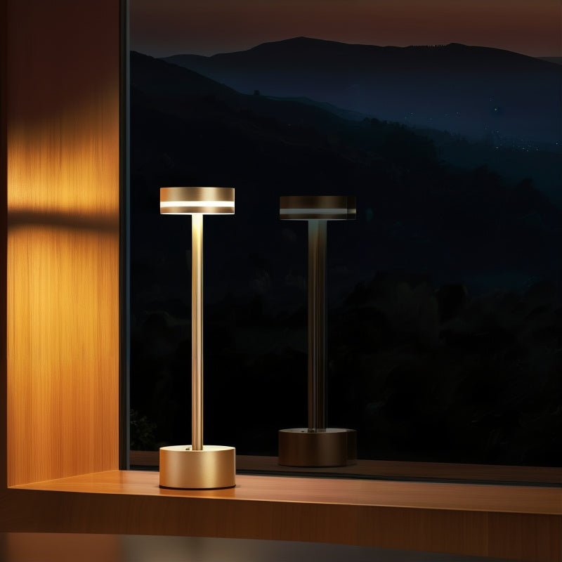 Kabellose LED Tischlampe dimmbar, Tischleuchte Aluminium 3 Lichtfarben