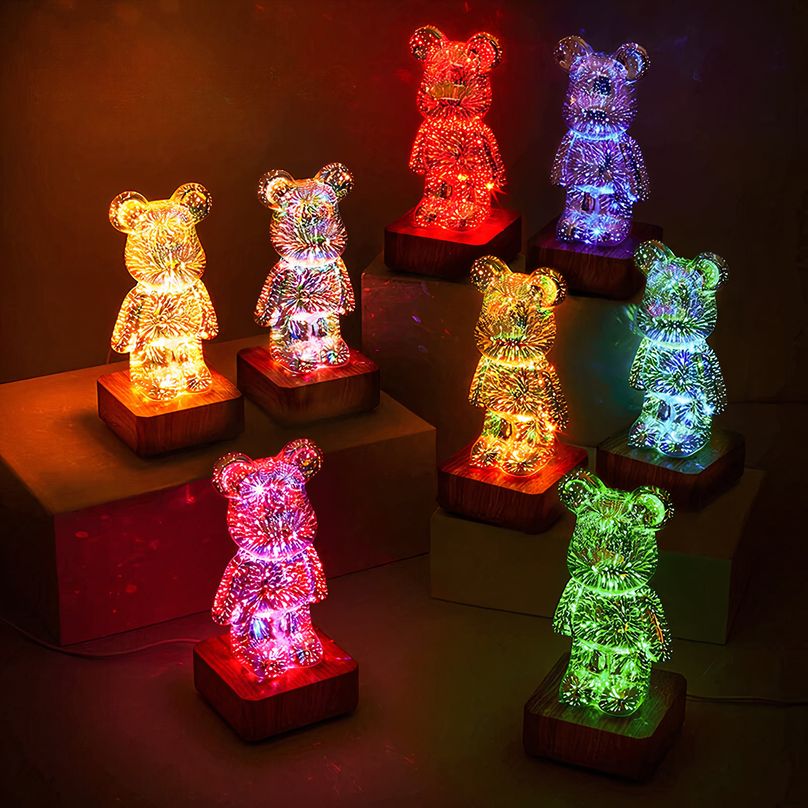 LED Bärenlampe, 7 Farben, Nachtlicht für Kinderzimmer