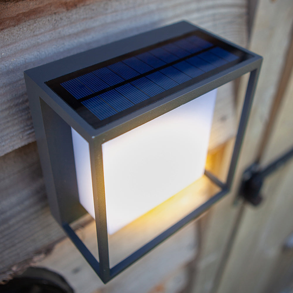 Solar Wandleuchte Außen Rechteckig,LED Warmweiß, IP65 Wasserdicht