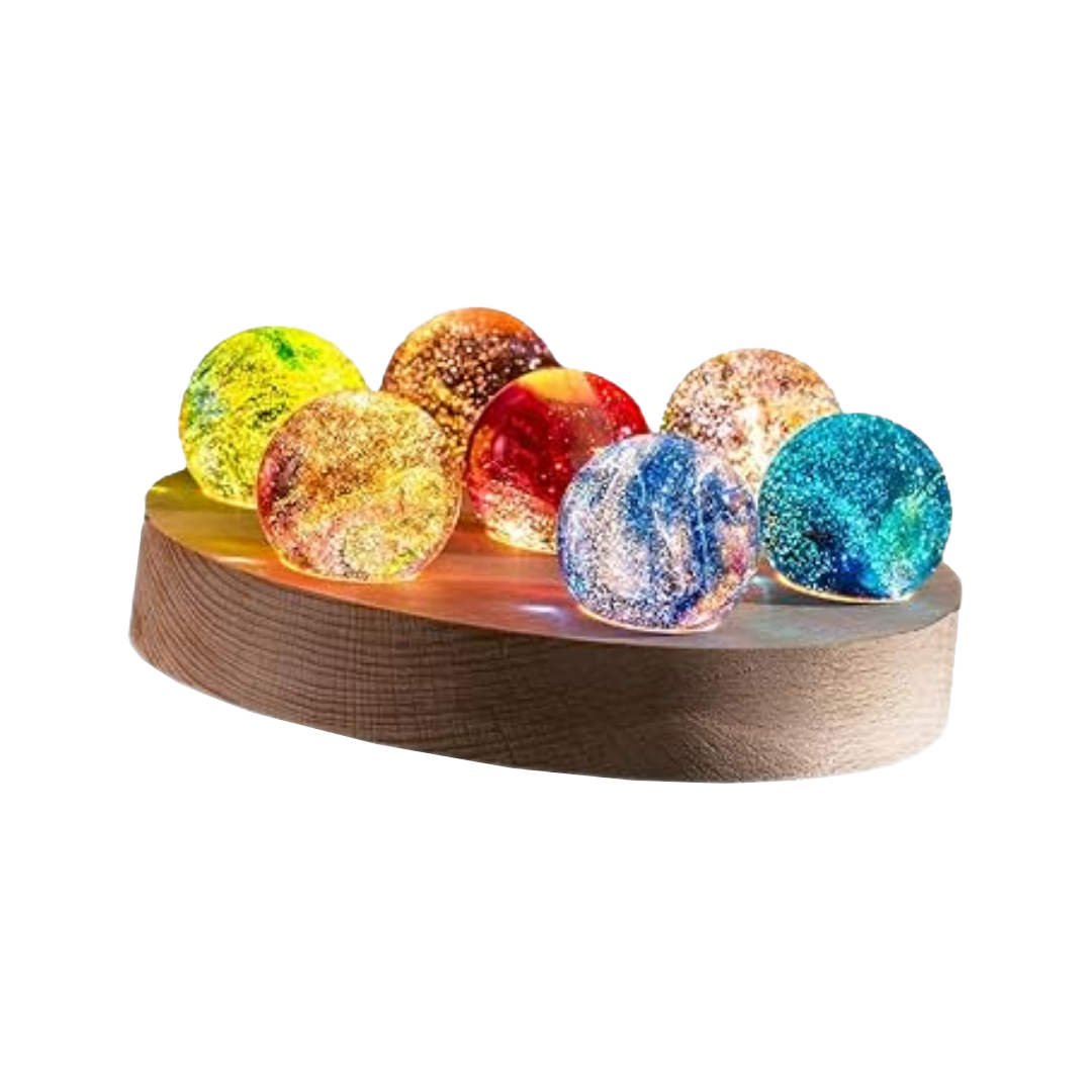 LED Galaxie Lampe Glaskugel, Deko Licht mit 7 Kugeln