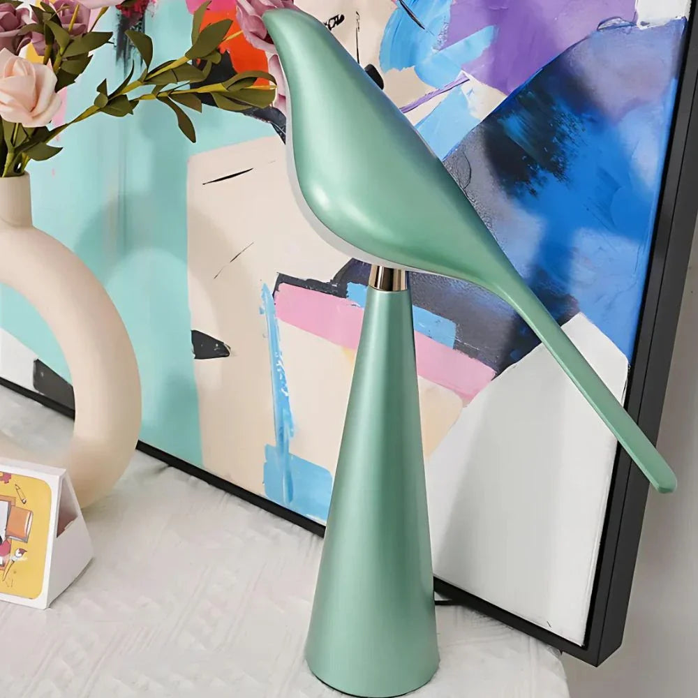 LED Tischlampe Vogel Design, Dimmbar, 3 Lichtfarben, USB