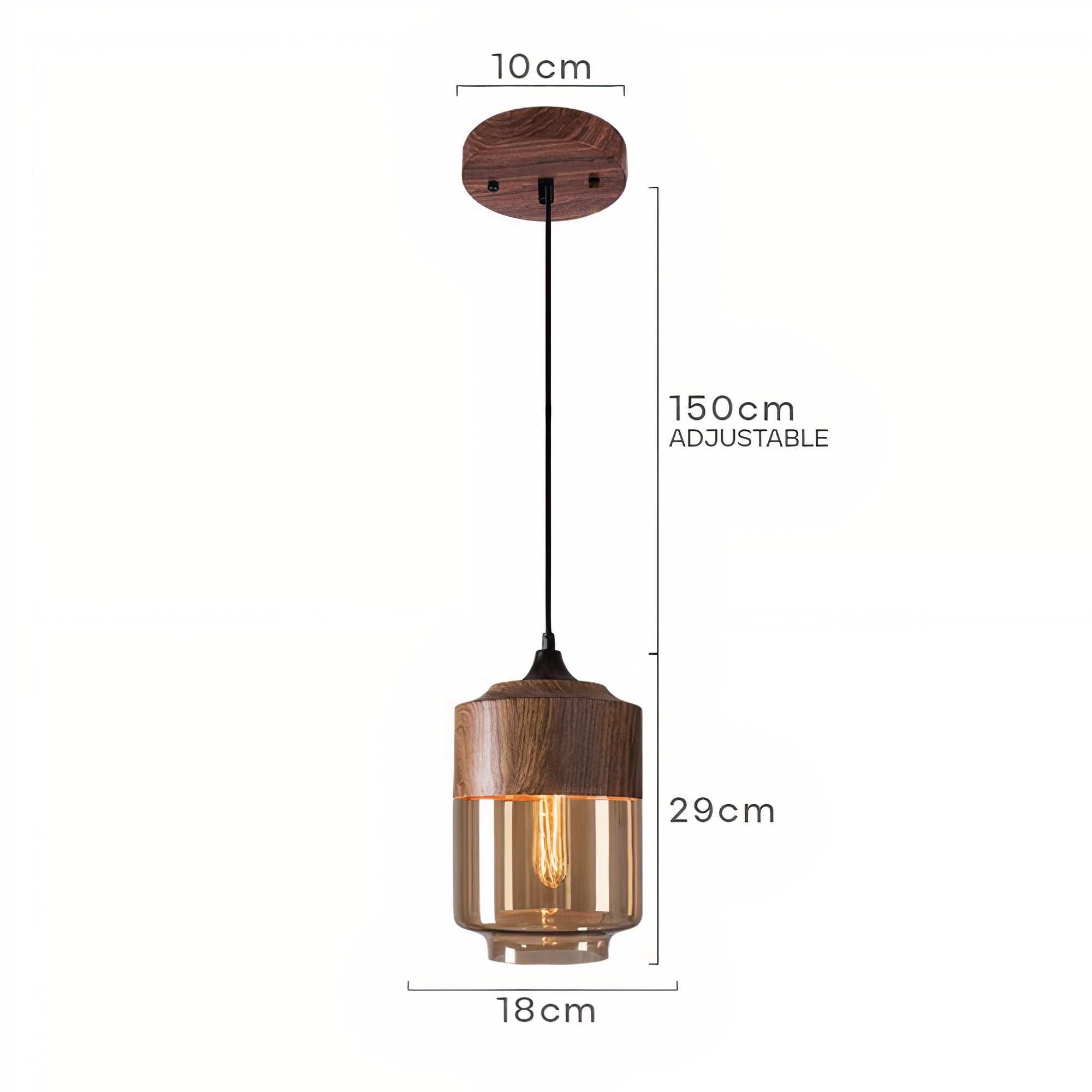 Holz Pendelleuchte Glas farbig, Moderne Hängelampe