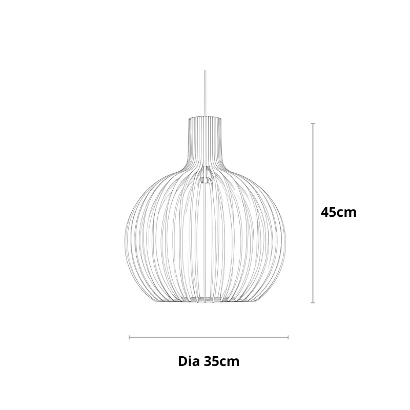 Hängelampe Holz Lamellen, Skandinavische Pendelleuchte E27 35/45/55 cm