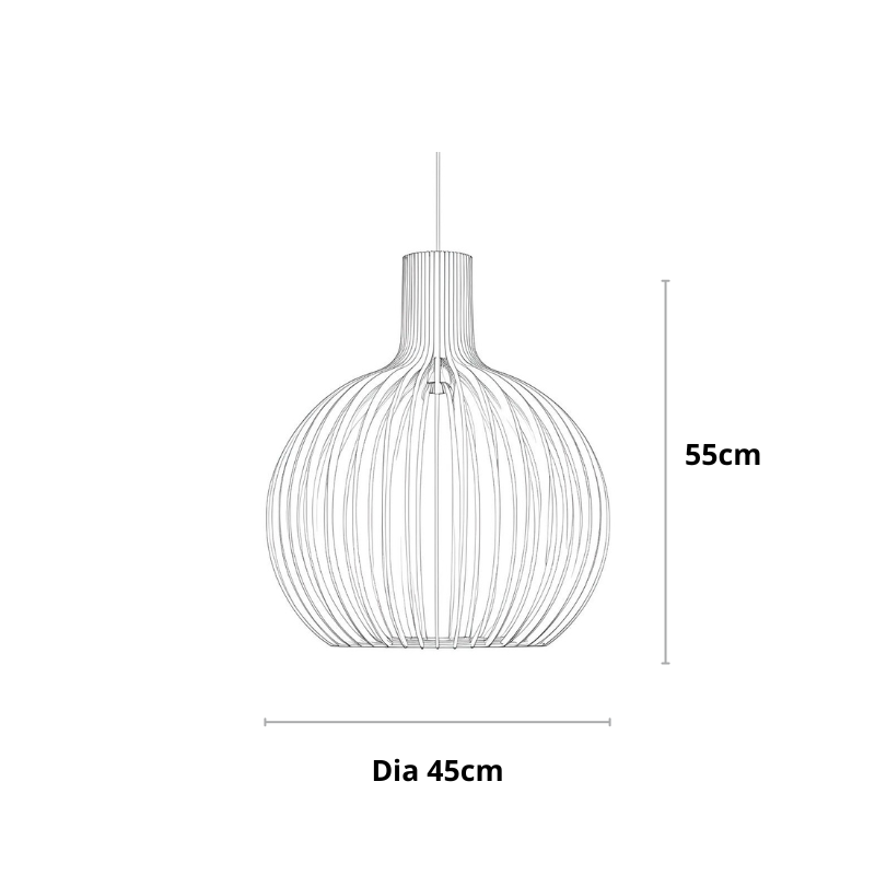 Hängelampe Holz Lamellen, Skandinavische Pendelleuchte E27 35/45/55 cm